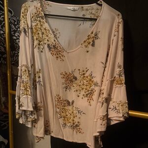 Maurices Cream Floral Long Sleeve Top